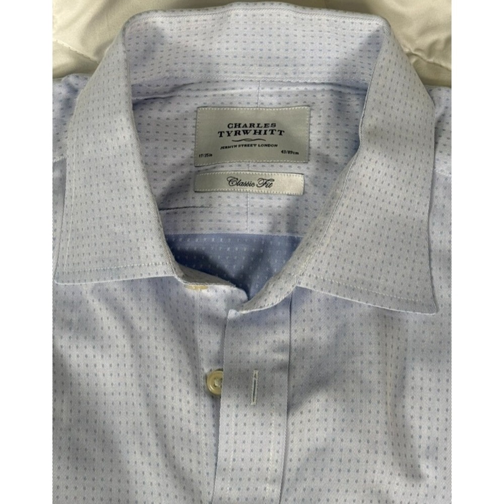 Charles Tyrwhitt‎ Mens 17/35 Classic Fit  Button Down Long Sleeve Shirt Blue